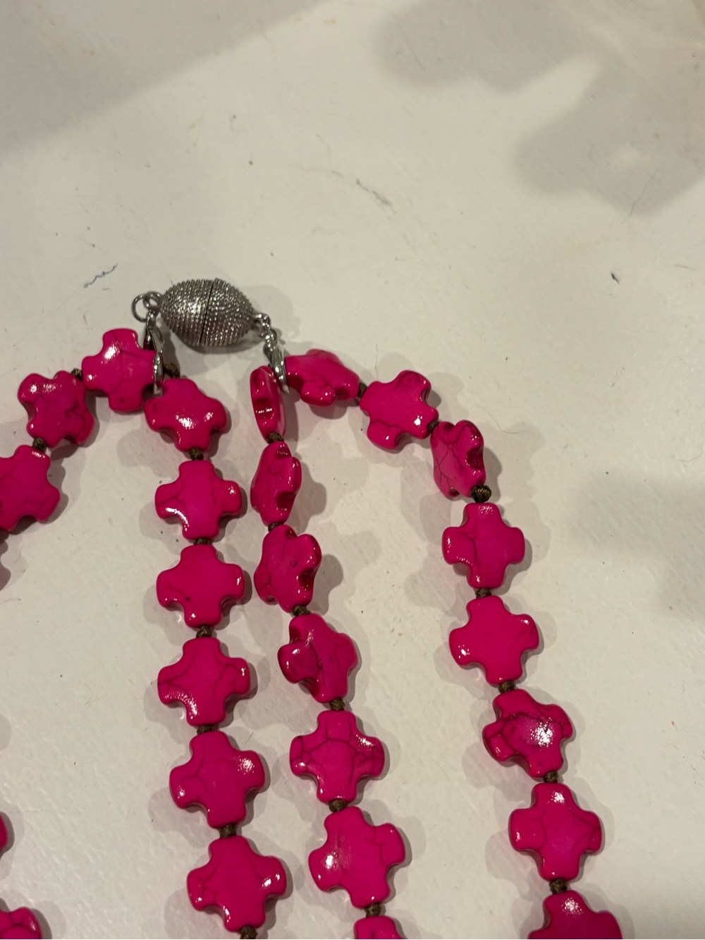 Katia Designs Bright Pink Beaded Pendant Necklace - Women Jewelry - Picture 2 of 3